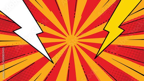 Dynamic Comic Book Background Red, Yellow, Lightning, Explosion