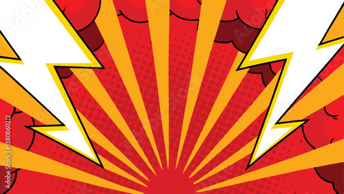 Dynamic Comic Book Style Background with Lightning Bolts