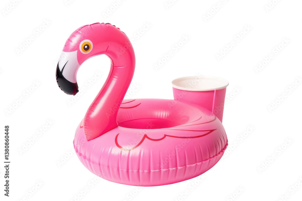 Bright pink flamingo float for summer fun at the pool or beach, ideal for relaxing and enjoying refreshments Bright pink flamingo float for summer fun at the pool or beach, ideal for relaxing and enjoying refreshments
