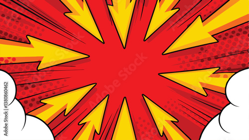 Comic Book Style Explosion Red Yellow Arrows Background Design