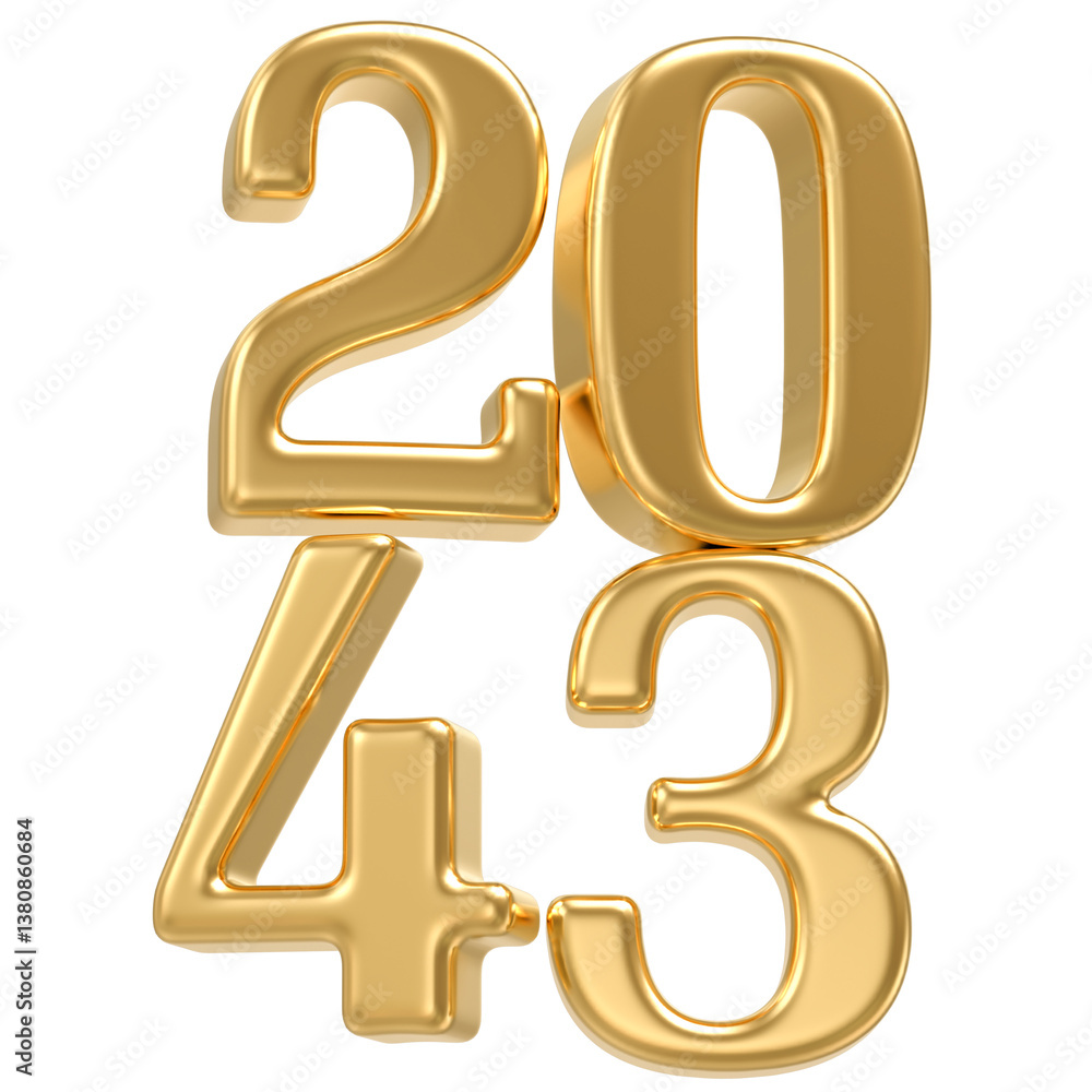 Happy new Year 2043 Gold 3D Render Happy new Year 2043 Gold 3D Render