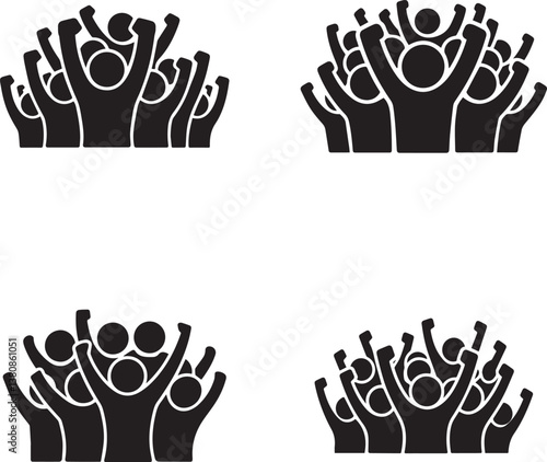 Vector Illustration of Celebrating Crowd for Events