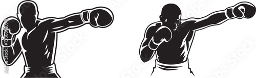Vector Illustration of Boxers Throwing Punches