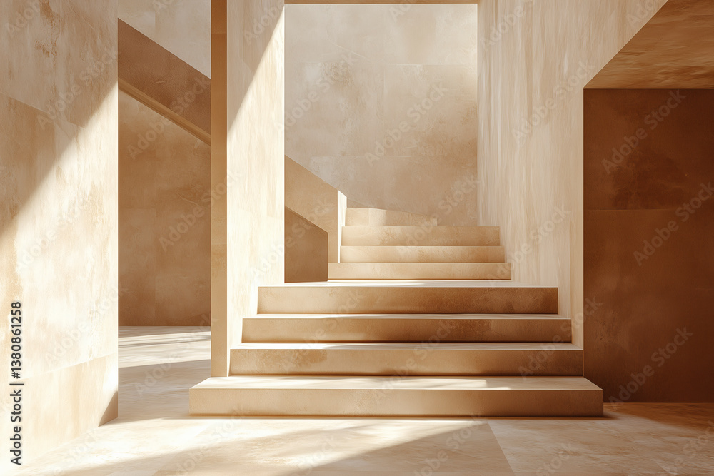 Fototapeta premium Minimalist stairway in bright neutral tones