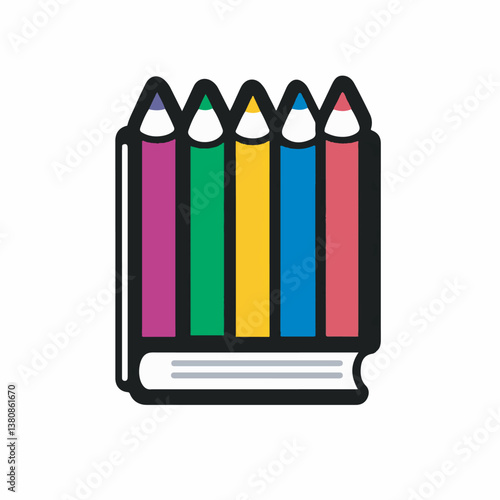 Colorful pencils arrange themselves atop book cover illustration
