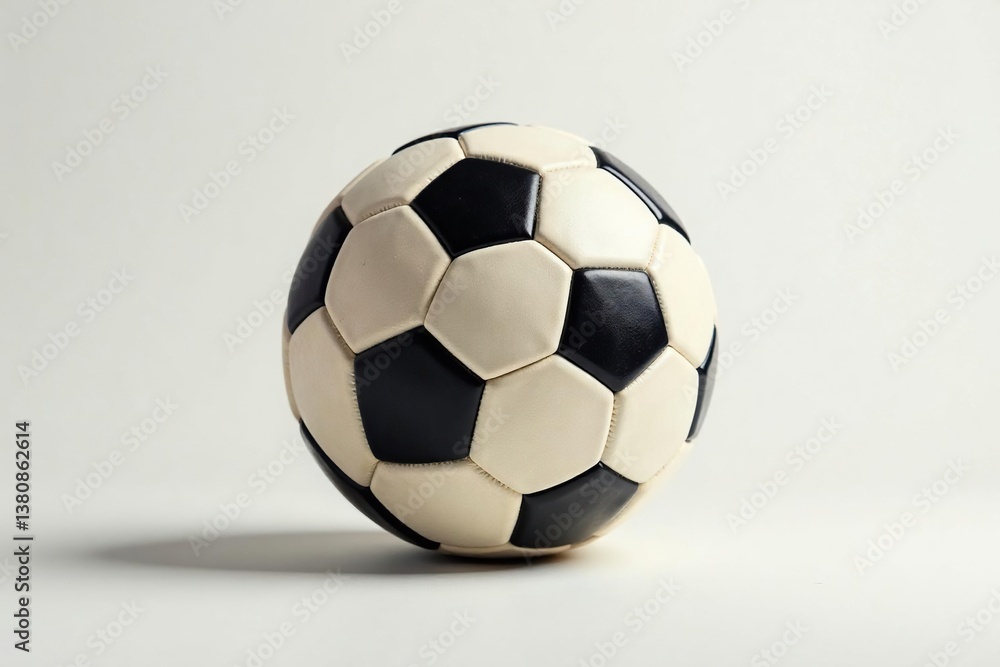 Well-worn football against stark white backdrop , classic football, photography Well-worn football against stark white backdrop , classic football, photography