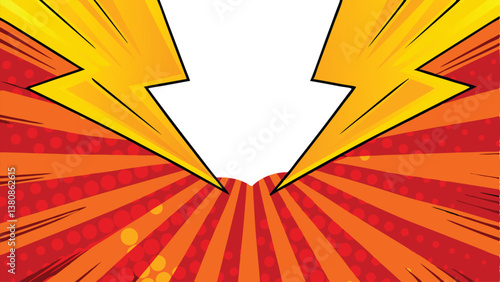 Comic Book Explosion Background Red, Orange, Yellow Lightning Bolts