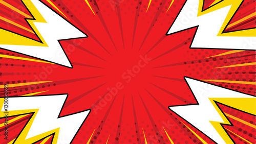 Dynamic Comic Book Explosion Red Background Graphic Design