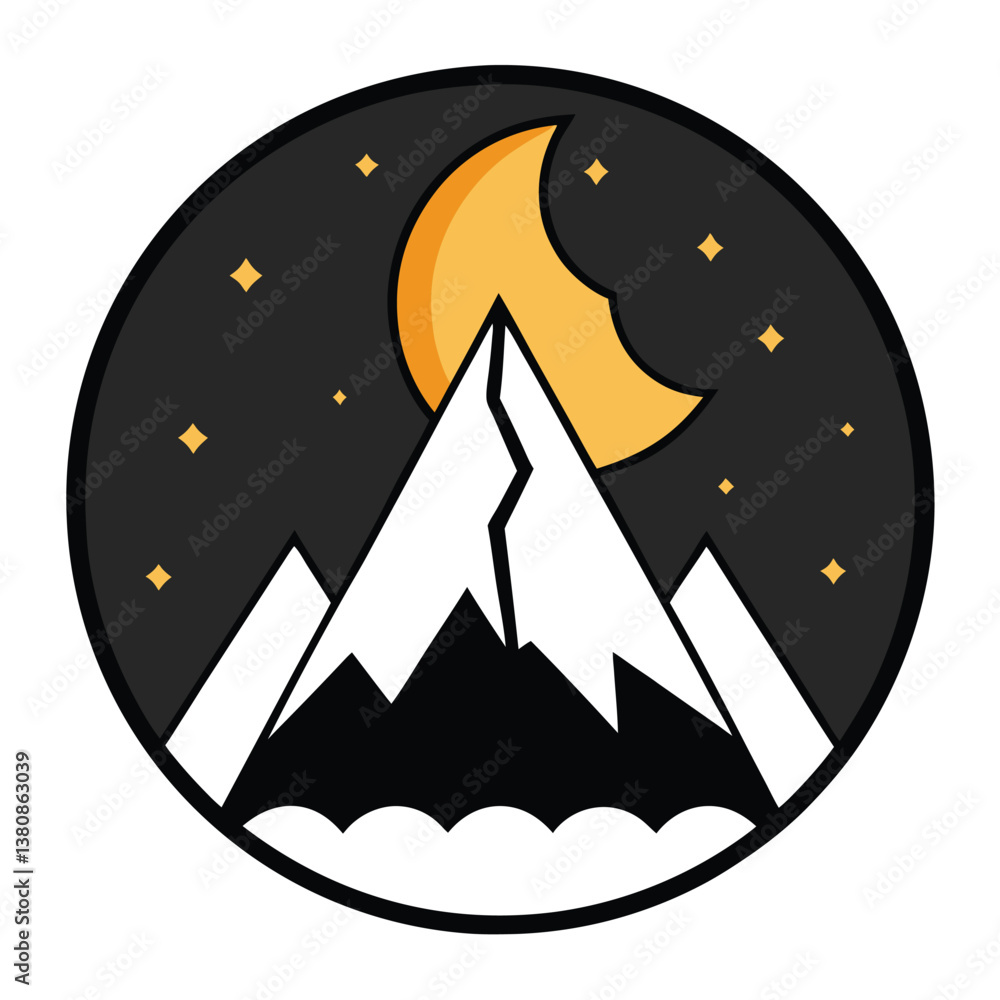 mountain moon illustration mountain moon illustration
