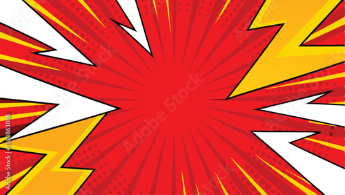 Dynamic Comic Book Explosion Red Yellow Background Design