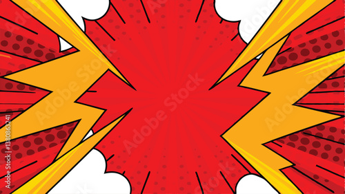 Dynamic Comic Book Explosion Red Background Action Power