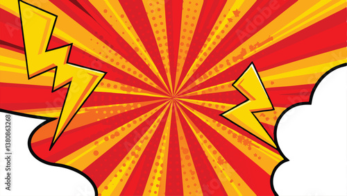 Comic Book Pop Art Explosion Background Red Yellow Energy