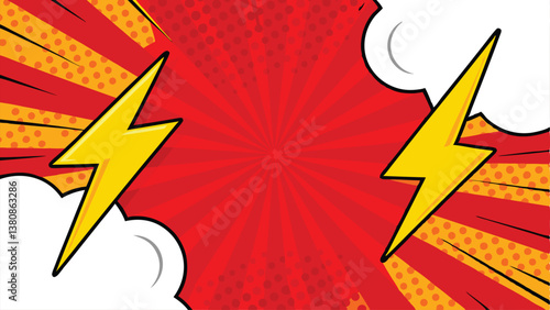 Dynamic Comic Book Style Background with Two Lightning Bolts