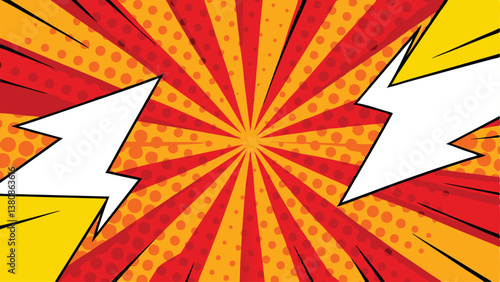 Comic Book Pop Art Design Red, Yellow, and White Explosion