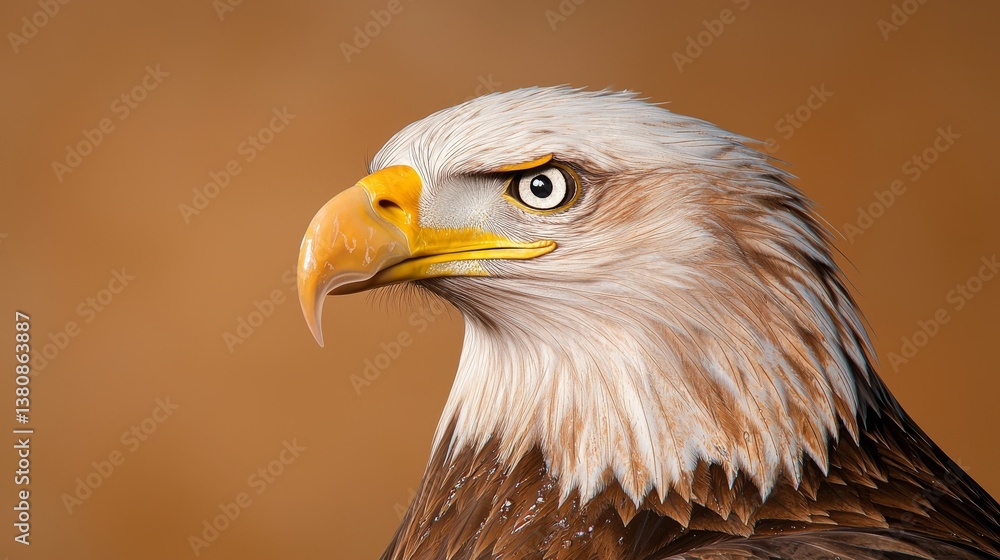 Fototapeta premium Majestic Bald Eagle Portrait in Natural Habitat Close-up View Wildlife Photography Stunning Environment