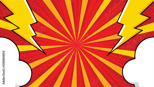 Dynamic Comic Book Blast Red Yellow Sunburst Power