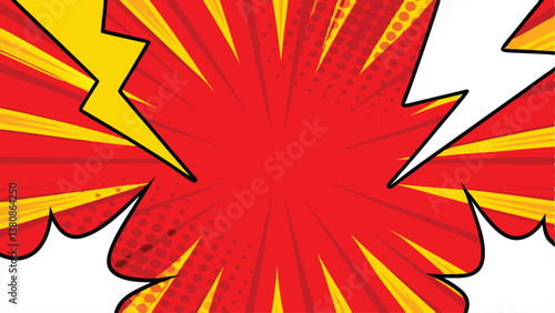 Comic Book Style Explosion Red Yellow Graphic Design
