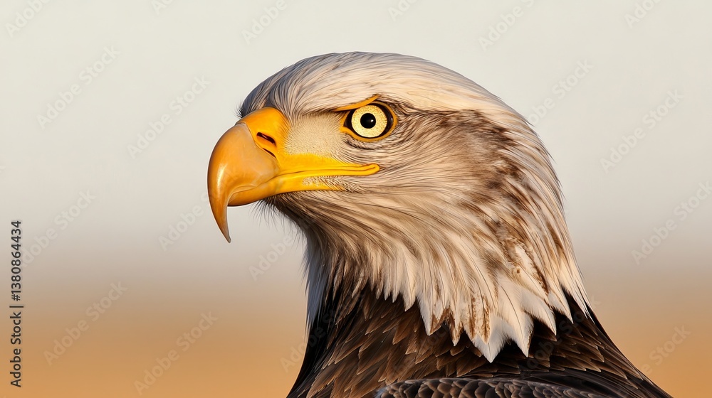 Obraz premium Majestic Bald Eagle Portrait Close-Up Natural Habitat Wildlife Photography Serene Environment Side View Power and Grace