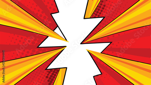 Comic Book Explosion Background Red, Yellow, Action, Pop Art, Dynamic, Energy, Blast, Rays, Starburs