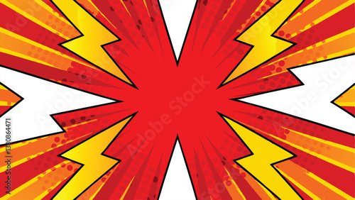 Comic Book Explosion Background Red, Yellow, and White Power