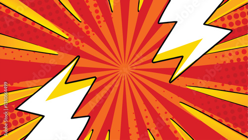 Dynamic Comic Book Explosion Background, Red, Yellow, Orange