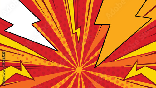 Dynamic Comic Book Explosion Red, Orange, Yellow Power