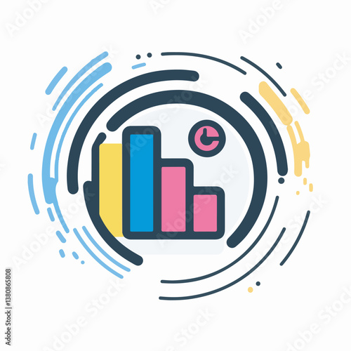 Colorful bars decline inside frame representing decreasing timeframe data