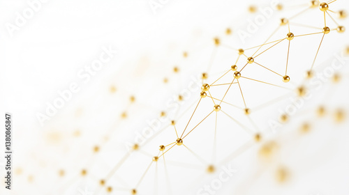 Gold Abstract Network Pattern . Digital Connection Concept on White Background.