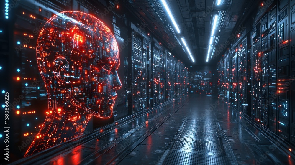 Artificial Intelligence in a Futuristic Server Room Artificial Intelligence in a Futuristic Server Room