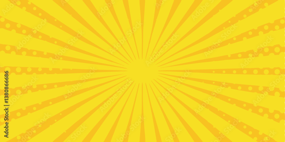 custom made wallpaper toronto digitalYellow Sunburst Background Rays, Stripes, Dots, Pop Art Design