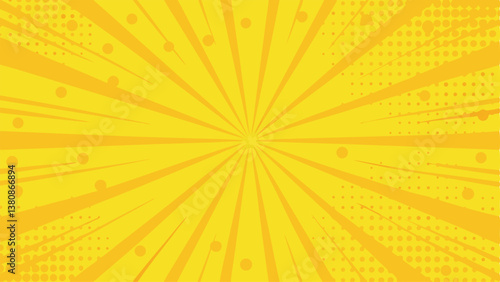Yellow Comic Book Pop Art Radial Burst Background Design