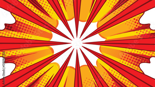 Comic Book Explosion Graphic Design, Red Yellow Burst Radiating