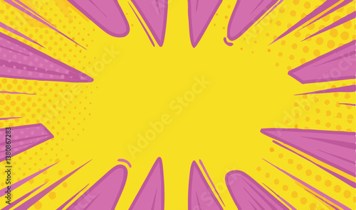 Yellow Purple Comic Book Pop Art Style Explosion Background