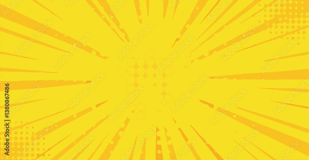 Fototapeta premium Yellow Comic Book Pop Art Sunburst Background Design