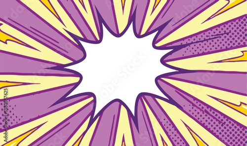 Purple Yellow Comic Book Pop Art Explosion Speech Bubble