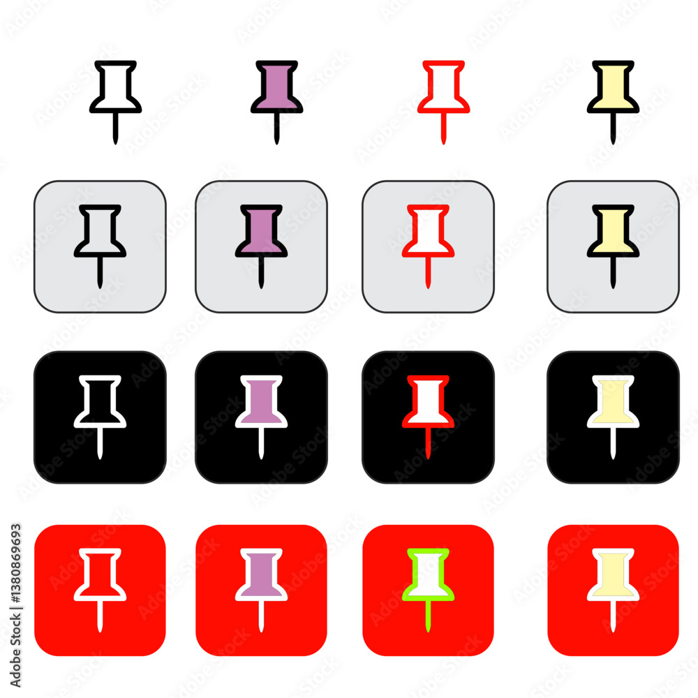 black and white and red pin icon black and white and red pin icon