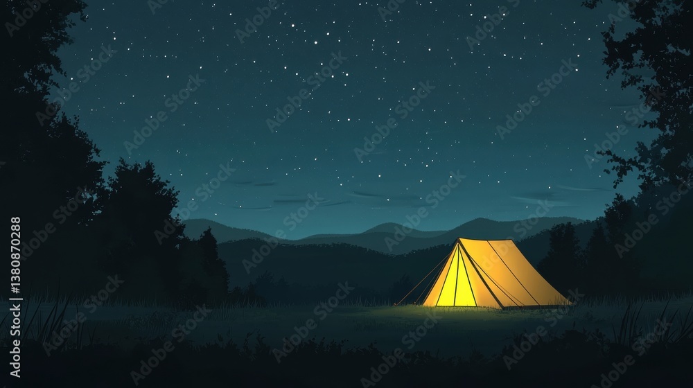 Camping tent under starry night sky Camping tent under starry night sky