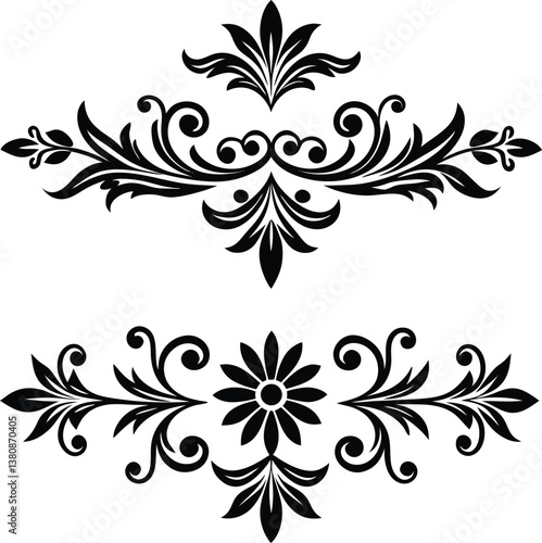 set of floral elements
