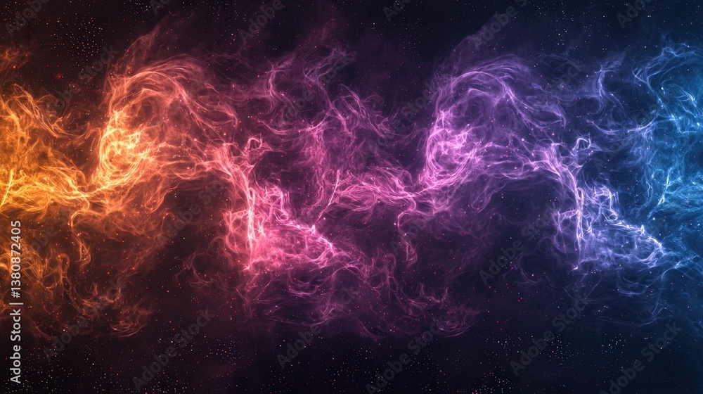 Obraz premium vibrant, colorful nebula like swirl of orange, pink, and purple hues set against dark starry background