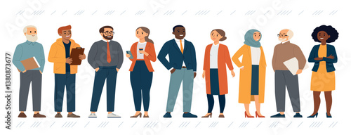 Diverse group of professionals engaging in conversation at a modern workplace setting during daytime