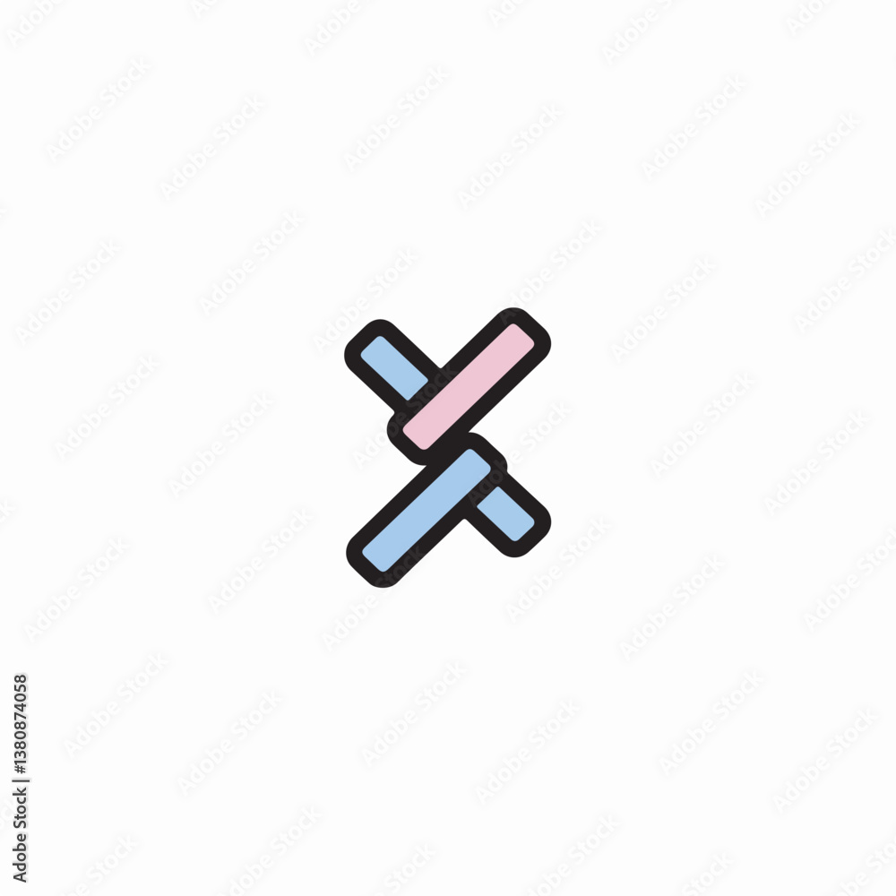 Interlocked stylized bars forming simple abstract design on white Interlocked stylized bars forming simple abstract design on white