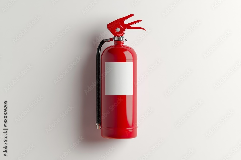 Red fire extinguisher on a white background Red fire extinguisher on a white background