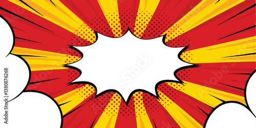 Comic Book Explosion Speech Bubble Pop Art Red Yellow Design