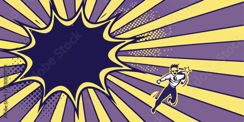 Retro Pop Art Superhero Comic Book Blast Speech Bubble