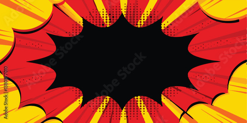 Comic Book Style Background, Red, Yellow, Black, Pop Art Explosion