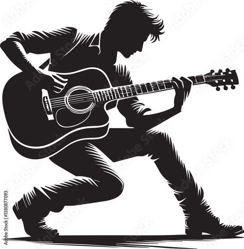 girl with electric guitar vector, girl with electric guitar silhouette vector, man with electric guitar vector illustration