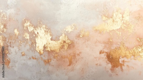 Venetian plaster background texture in shades of cream and rose gold