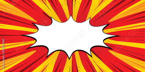 Comic Book Style Burst Background with Blank Speech Bubble