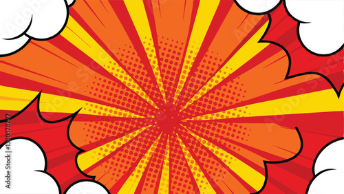 Comic Book Explosion Dynamic Red, Yellow, Pop Art Burst