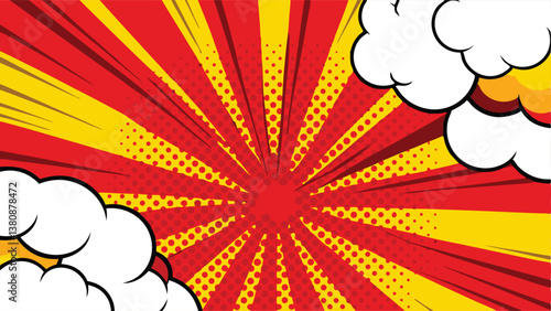 Comic Book Explosion Background Red, Yellow, Speech Bubbles